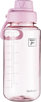 Fanhaw 32 oz Clear Water Bottle with Fast-Flow Spout Lid, BPA-Free Tritan, Wide Mouth, Leakproof, Reusable Bottle for Gym, School, Office, Travel (Cherry Blossom)