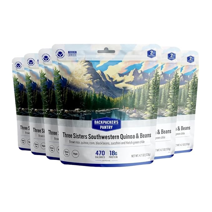 Backpacker's Pantry Three Sisters Stew, 2 Servings Per Pouch (6 Count), Freeze Dried Food, 14 Grams of Protein, Gluten Free, Vegan