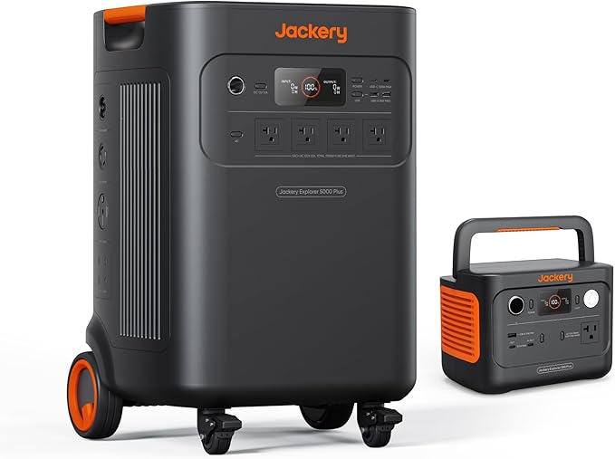 Jackery Solar Generator 5000 Plus Portable Power Station, 5040Wh LiFePO4 Battery with Jackery Explorer 300 Plus Portable Power Station, 288Wh Backup LiFePO4 Battery