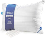 Continental Bedding | Serenity Goose Down Pillow | 700 Fill Power Hungarian White Down | 400TC Cotton Damask Shell | Made in USA | Soft, Standard with Protector