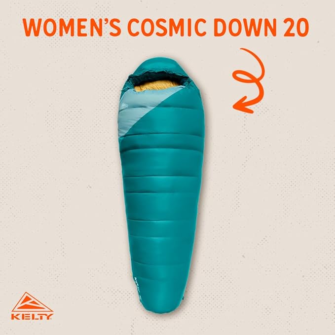 Kelty Cosmic 20 Down Mummy Sleeping Bag for Backpacking, Campers, 550 Fill Power, Recycled Fabrics with PFAS-Free DWR, Designed in Sunny Colorado,