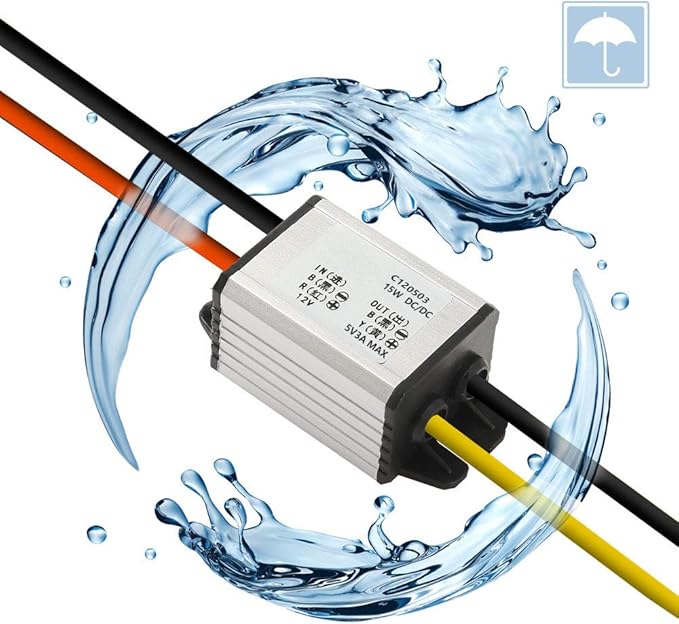 5Pcs 12V to 5V DC Converter Car Power Voltage, Waterproof DC 6.3-22V 12V Step Down to 5V 3A 15W Voltage Regulator Buck Converter Power Supply Step-Down Module Compatible with Vehicle Car Truck Volt