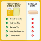 FOMIN - Paper Soap Sheets Tin for Traveling - (300 Sheets) Lemon Portable Travel Hand Soap Sheet, Dissolvable Mini Camping Hand Soap for Hand Washing