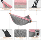 Camping Hammock, Super Lightweight Portable Parachute Hammock with Two Tree Straps Single or Double Nylon Travel Tree Hammocks for Camping Backpacking Hiking