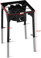 GYMAX Camping Stove, Single Burner Propane Camp Stove w/Adjustable Legs, 100,000-BTU Output, 20 PSI Regulator & CSA Certification, 30’’ Outdoor Stove, High Pressure Propane Burner for BBQ (1 Burner)