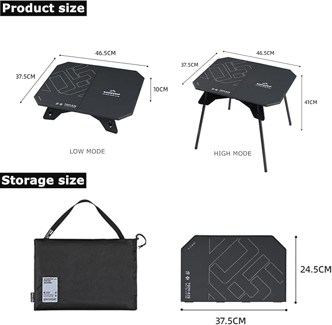 Folding Camp Table, 2 in1 Adjustable Height(16 inch/4 inch) Foldable Camping Desk, Outdoor Camping Table Picnic Table for Cooking, Beach, Hiking, Travel, Fishing, BBQ