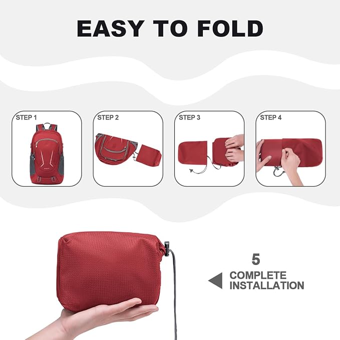 MIYCOO Backpack - Ultra Lightweight Packable Backpack for Travel Camping, Hiking Back Pack Waterproof Foldable Daypack for Men Women Red