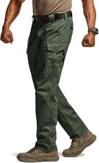 CQR Men's Flex Ripstop Tactical Pants, Water Resistant Stretch Cargo Pants, Lightweight EDC Hiking Work Pants