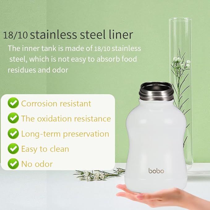 YOHKOH Mini Vacuum Insulated Water Bottle With Bamboo Lid - Stainless Steel Thermos Water Bottle for Women Girls Kids, Metal Sports Hot and Cold Water Bottle Leak-Proof BPA-Free (6.4oz,White)