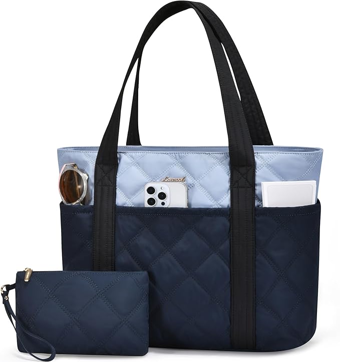 LOVEVOOK Puffer Tote Bag for Women, Puffy Work Handbag, Travel Shoulder Carry On Bag with Zipper for Teacher Nurse Gym