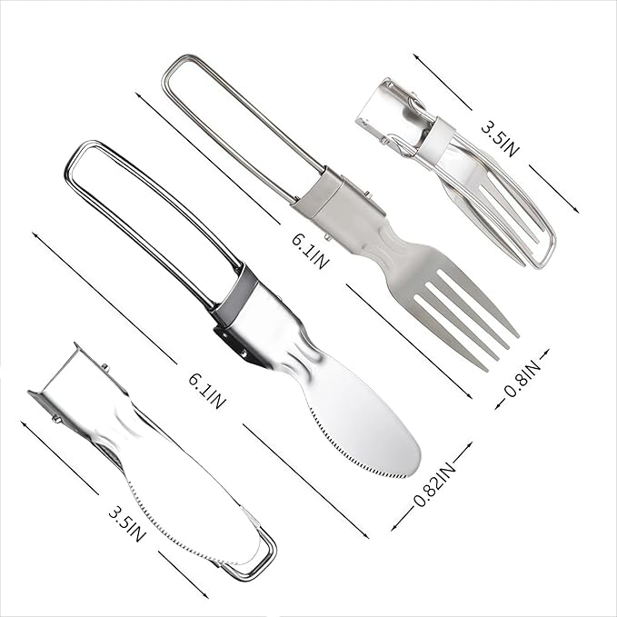 Camping Utensils Folding Cutlery set, Fork and Knife With Storage Box, Stainless Steel Tableware Accessories, Portable Outdoor Kitchen Set for Travel, Picnic, Hiking, Backpacks
