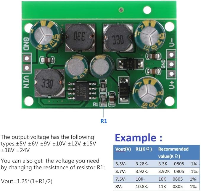 YWBL-WH DC-DC Positive & Negative Voltage Boost Converter Output 5V, 6V, 9V, 10V, 12V, 15V, 18V, 24V (Output Voltage 15VDC) - Green USB Type C Converter