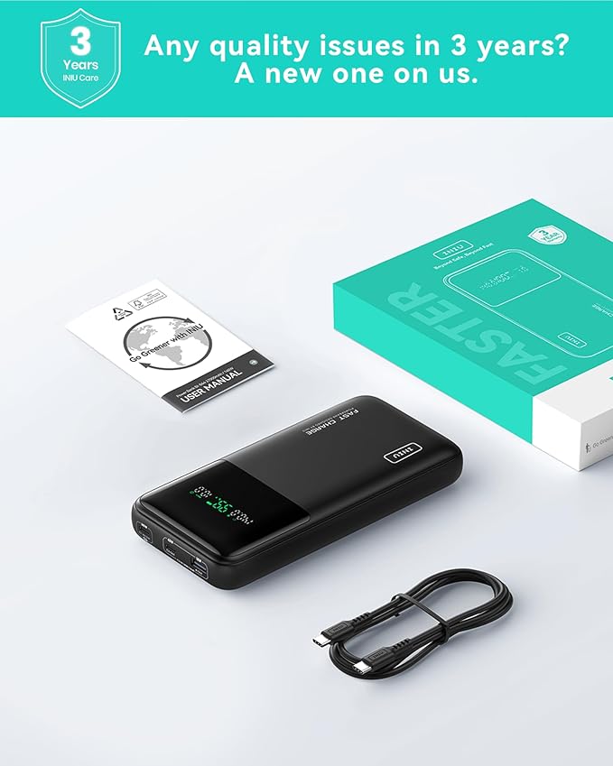 INIU 140W Power Bank, 27000mAh High Capacity Laptop Portable Charger, USB C in&Out Tablet Powerbank, Digital Display Phone Charger, Travel Charger Compatible with iPhone 17 16, iPad, MacBook, Laptop