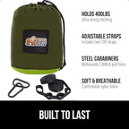 GORILLA GRIP Durable Portable Camping Hammock, Holds 400lbs with Heavy Duty Tree Straps, Comfortable Travel Swing, Camp Hammocks, Easy to Use and Install, Outdoor Essentials, Green, 9x4.5 FT