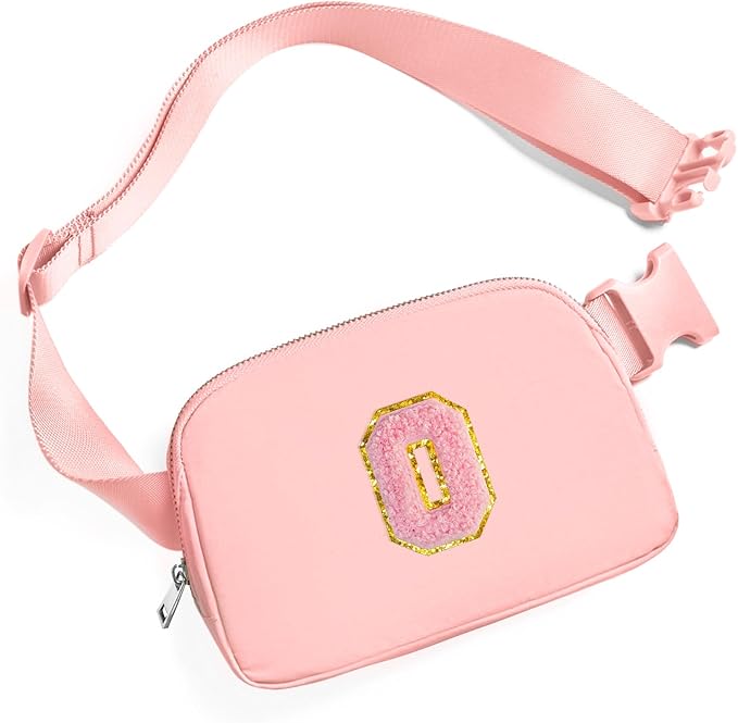 Gitus Customizable Gifts for Girls Age 6-8 8-10 Belt Bag Fanny Pack with Initial for Girls Birthday Gifts for Teenager Girls Teen Girl Gifts Trendy Stuff （Light Pink-O）