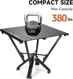 Camping Table Folding, Small Camping Table with Load 380lbs, Portable Roll up Aluminum Foldable Table with Carry Bag for Outdoor, Picnic, Camping, Black