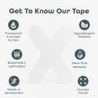 Clean Tape Company | 128 Count Premium X Tape for Sensitive Skin | Pain Free Removal, No Residue, Gentle Transparent for Multi-Purpose - Latex Free & Gentle On Skin