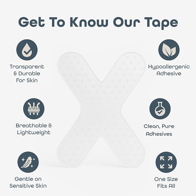 Clean Tape Company | 128 Count Premium X Tape for Sensitive Skin | Pain Free Removal, No Residue, Gentle Transparent for Multi-Purpose - Latex Free & Gentle On Skin