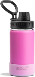 Kids Insulated Water Bottle-12 oz Stainless Steel Vacuum Wide Mouth Sports Water Bottle for School-Small Metal Water Flask for Girls Boys, BPA-Free(Hot Pink)