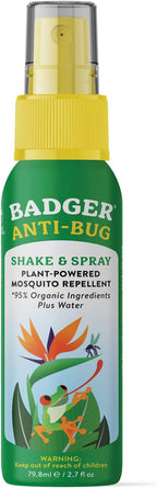 Badger Bug Spray Travel Size, Family Friendly All Natural Mosquito Repellent w/Organic Essential Oils, Smells Great, 3 Hours Effective, Deet-Free, Vegan, Travel Insect Repellent, 2.7 fl oz
