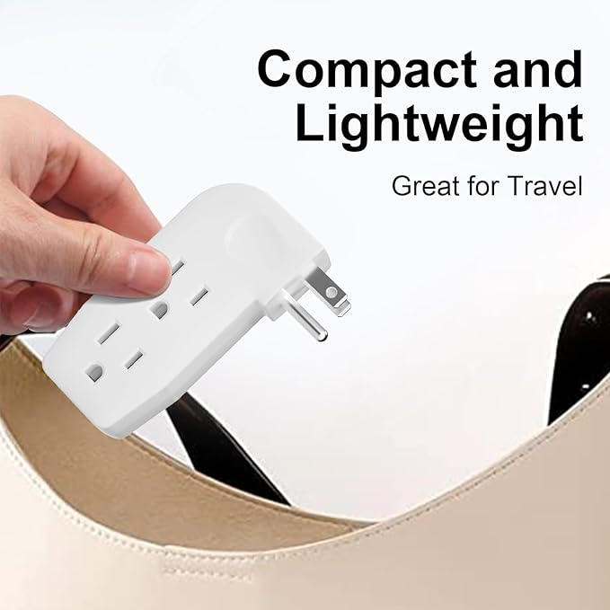 oviitech 3 Way Outlet Vertical Wall Tap Splitter Adapter with 3 Prong Plug for Behind Furniture, Hard Plastic,UL Listed,2PK…