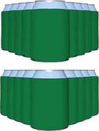 PartyPrints 100 Pack Kelly Green Blank Can Cooler Sleeves, Customizable Bulk Insulated Foam for Beer, Collapsible Plain Drink Holder, Cold Soda Insulator, 12oz Regular, 16oz Tall Cans