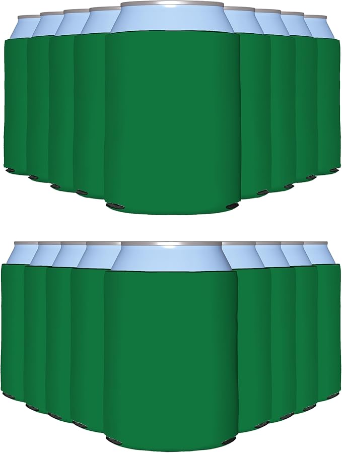 partyprints Kelly Green Blank Can Sleeves - Collapsible Can Coolers - Bulk DIY, Wedding, Bachelorette Party - 200 Pack
