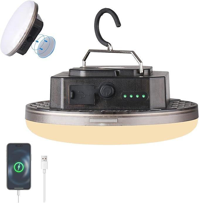 Transparent Portable Rechargeable LED Camping Lights,Waterproof Outdoor Light with 5000Lm,Super Bright Hanging Lanterns for Tents, Canopies & Outdoor Emergencies（Infinitely dimmable）