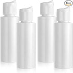 2 Oz Travel Squeeze Bottle with Flip-top Pour Spout, 4Pcs Small Plastic Bottles Refillable Squeeze Bottle for for Lotion, Shampoo, Various Liquids (White)