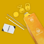 64 Oz Water Bottle with Straw Stainless Steel Sports Water Bottle with 3 Lids (Straw, Chug and Flip Lid) Leak Proof Metal Half Gallon Jug for Men & Women - Yellow