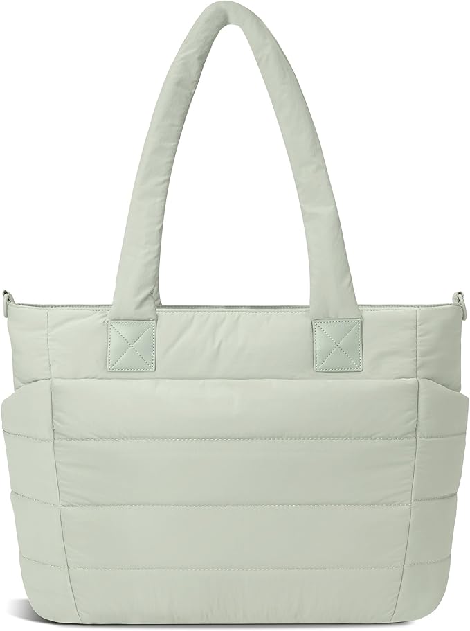Tote Bag for Women Puffer Work Tote Handbag Large Quilted Nurse Bag with Zipper for Travel