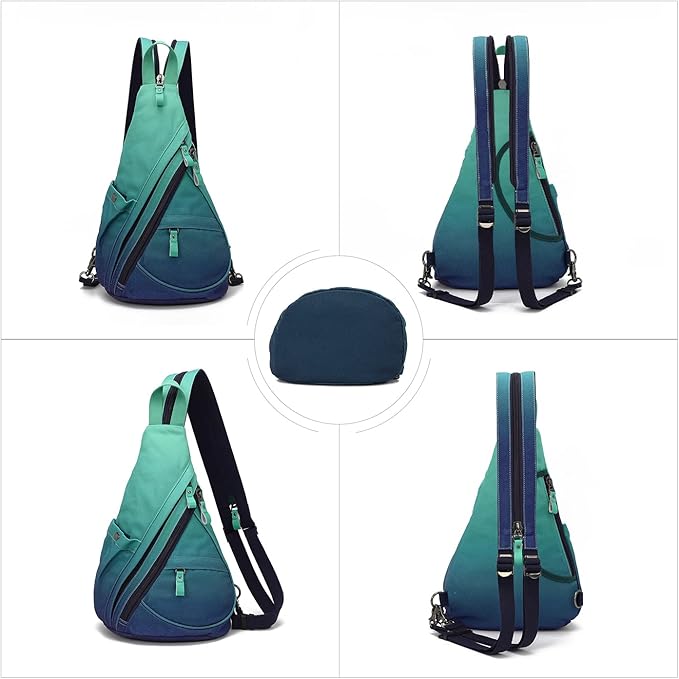 KL928 Canvas Sling Bag - Small Crossbody Backpack Shoulder Casual Daypack Rucksack for Men Women(Large Version)