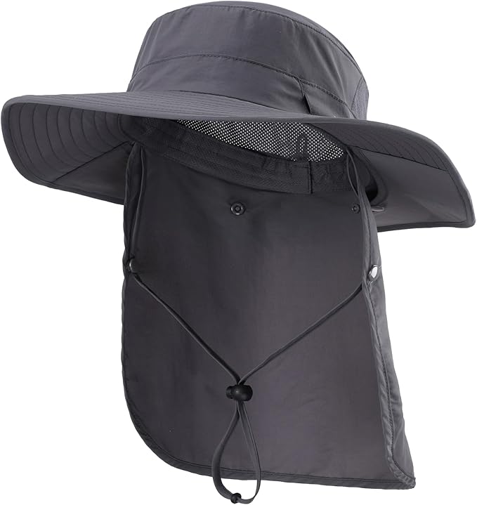Home Prefer UPF 50+ Sun Hats for Men Women Wide Brim Fishing Hat with Neck Flap Summer Safari UV Protection Bucket Hat