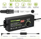 Universal Power Supply 3V~36V 4A 144W Adjustable Variable 3V 5V 6V 9V 12V 15V 18V 20V 24V 30V 36V Switching AC/DC Adapter Charger, 100V-240V AC to DC Converter with 14 Tips, Polarity Converter