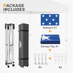 EAGLE PEAK Pop Up Canopy Tent with 1 Sidewall, Easy Setup Event Tent, Outdoor Sun Shade, Wheeled Carry Bag, Stakes and Guy Ropes, Instant Canopy 8x8, American Flag