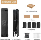 KAMPKEEPER 10x10 Pop Up Canopy Tent with 2 Sidewalls, Beach Tent - Easy Outdoor Sun Shade for Events, Parties, Camping - Gazebo with 4 Weight Bags & Carry Bag.（Khaki）