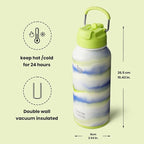 BOTTLE BOTTLE 32oz Insulated Water Bottle Stainless Steel Sport Water Bottle with Straw Dual-use Lid Design for Gym with Pill Box