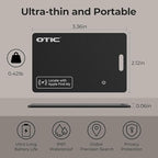 OTIC Wallet Tracker Card, Ultra-Thin 1.7MM Rechargeable Finder, Works with Apple Find My (iOS Only), Item Locator for Luggage Tags, Passports, Phone, IP67 Waterproof, (2-Pack)