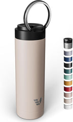 Maxi Stainless Steel Water Bottle 26oz - Double wall vacuum insulated | Integrated carry handle | leak proof flip top lid | Lightweight & stylish - Desert Beige