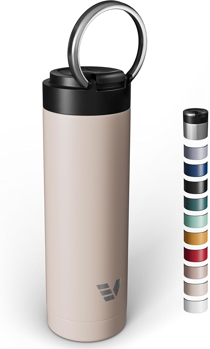 Maxi Stainless Steel Water Bottle 26oz - Double wall vacuum insulated | Integrated carry handle | leak proof flip top lid | Lightweight & stylish - Desert Beige