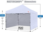 MASTERCANOPY Heavy Duty Pop-up Canopy Tent with Sidewalls (10x10,White)