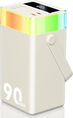 Power Bank 90000mAh Battery Pack High Capacity 35W PD Fast Charging, 6 Ports & Built-in Cables, RGB Mood Light(12 Modes) &LED Camping Flashlight for Indoor/Outdoor Camping Home Travel Emergency-white