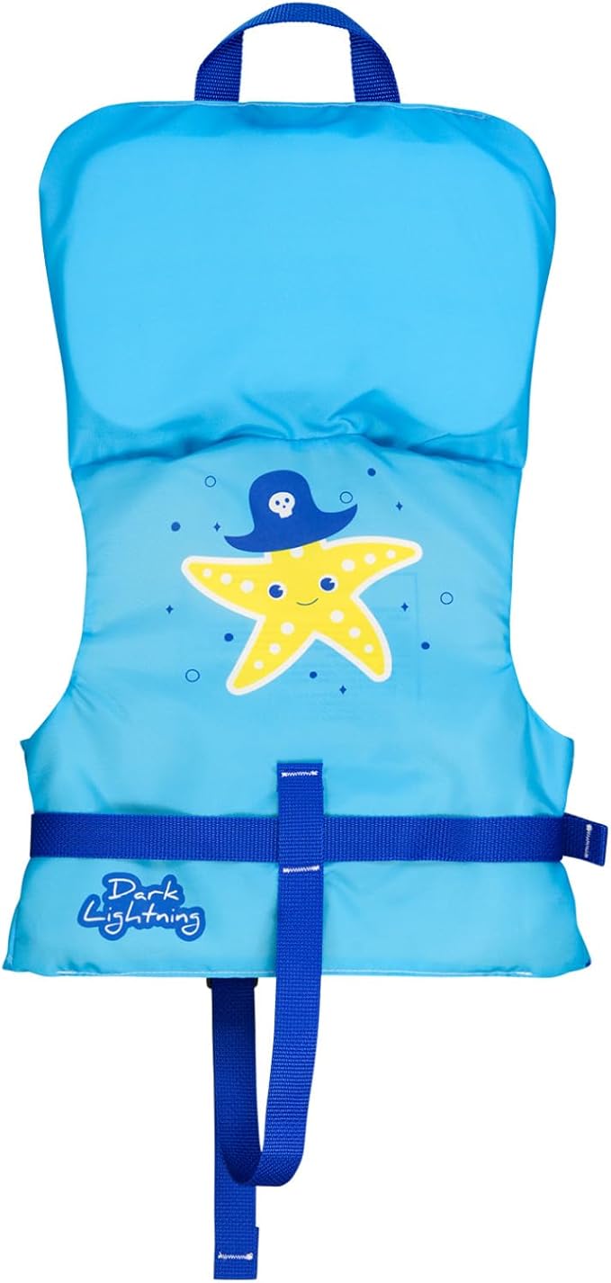 Dark Lightning USCG Approved Infant Life Jacket 0-30 lbs, Swim Vest for Baby/Toddlers 1-3 Year Old 20-30 lbs,Toddler Floaties for Pool Swimming,Boating,Beach,Puddle