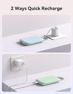 RORRY CharmGo Portable Charger, 10000mAh PD 30W Fast Charging Portable Charger Power Bank with Built-in Cables, Travel Keychain Charger Battery Pack for iPhone 17/16/15, for AirPods 2/3/4/Pro, Green