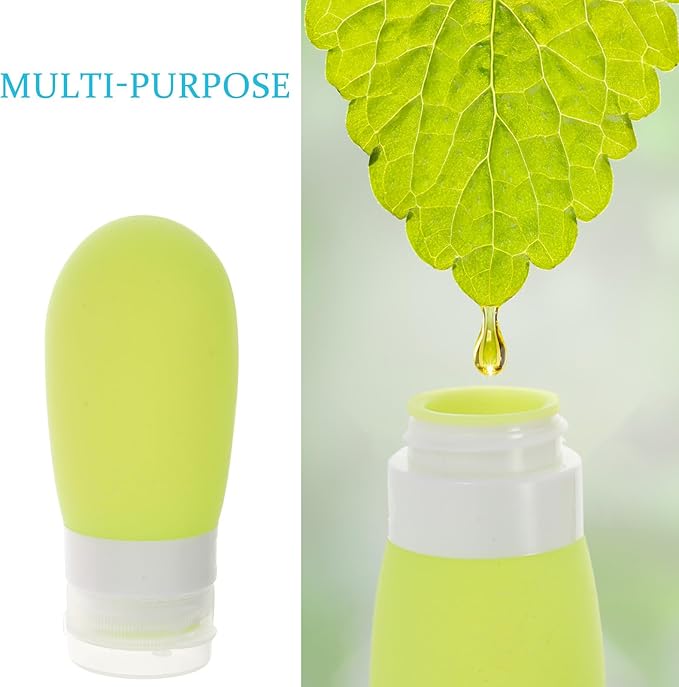 Travel Squeeze Bottles Set of 4-80ml Silicone Toiletry Containers for Travel Shampoo Conditioner Lotion - Portable Leakproof in White Green Blue and Pink for Tsa-approved Hand