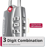 Fosmon TSA Approved Locks for Luggage. Suitcase Locks with Open Alert Indicator, 3 Digit Combination Padlock with Alloy Body for Travel, Backpack Zipper Anti Theft, Locker, Gym- Silver 2 Pack