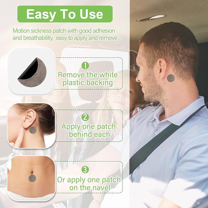 (2026 New) Motion Sickness Patches Non-Drowsy, 100% Natural Motion Sickness Patch(Efficient– Lasts 72 Hours)-for Car Airplane Ship Altitude Sickness(Travel Essentials)-for Adults and Kids(36 Count)