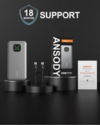 65W Power Bank, 25000mAh Laptop Portable Charger, 100W Total Fast Charging Battery Pack for MacBook Dell XPS iPad Tablet Steam Deck iPhone 17-12 Series Samsung Switch and More Silver