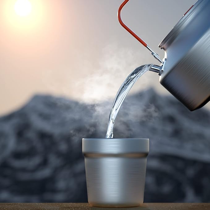 Lixada 1.1L Camping Kettle Set with Cups, Lightweight Aluminum Camp Tea Coffee Pot with Stainless Steel Mugs & Carrying Bag, Portable Outdoor Camping Cookware for Hiking Backpacking Picnic