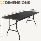 BTEXPERT Set of 5, Fold-in-Half Folding Utility Table 6 Feet 72"x 29.5" Lightweight Portable Carrying Handle Indoor Outdoor Picnic Camping Office Home Party Wedding Event Easy to Clean Store Black